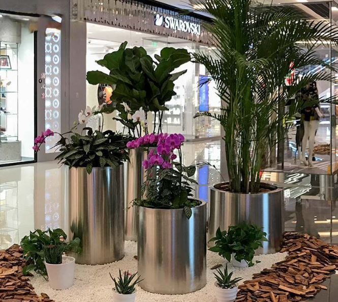 Wholesale Garden Flower Pot Set Metal Indoor Stand Round Stainless Steel Planters Box for Decoration