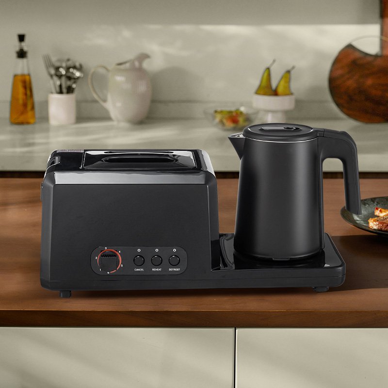 Set de desayuno 2 en 1: tostadora eléctrica y hervidor de acero inoxidable para el hogar