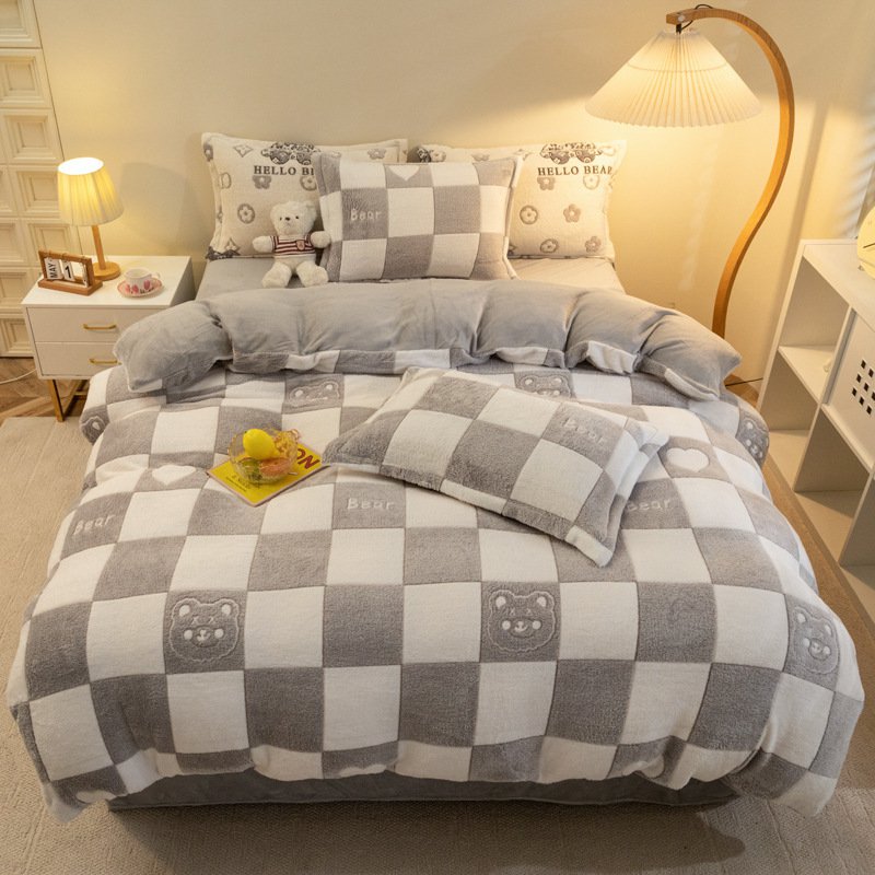 Flannel four-piece bedding set