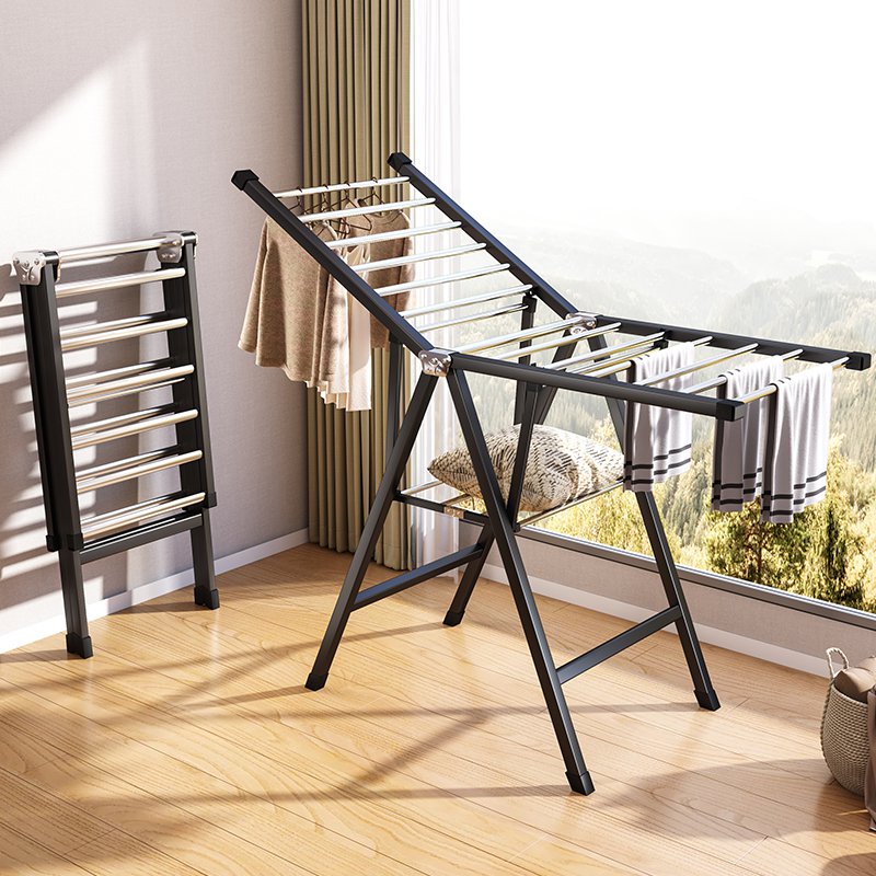 Household Metal Foldable Clothes Drying Rack Organizer for Clothes Iron Plastic Shoes Storage Bag fo