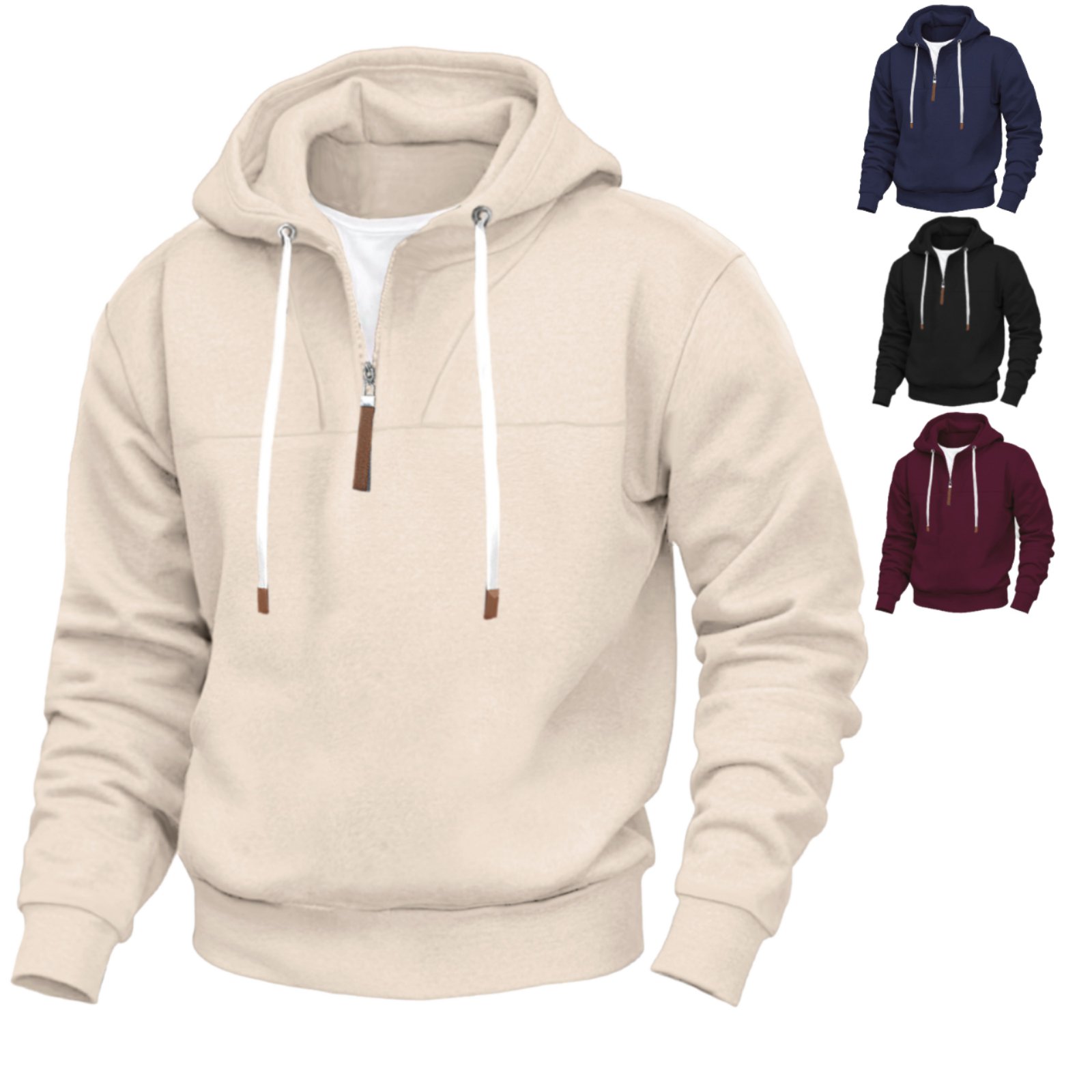 Sudadera gruesa de hombre con cuello alto y bordado