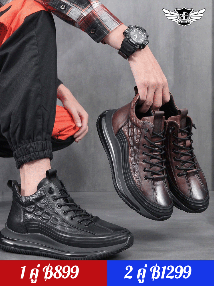 รองเท้าลายจระเข้พื้นหนาลำลองหรูหราของอิตาลี