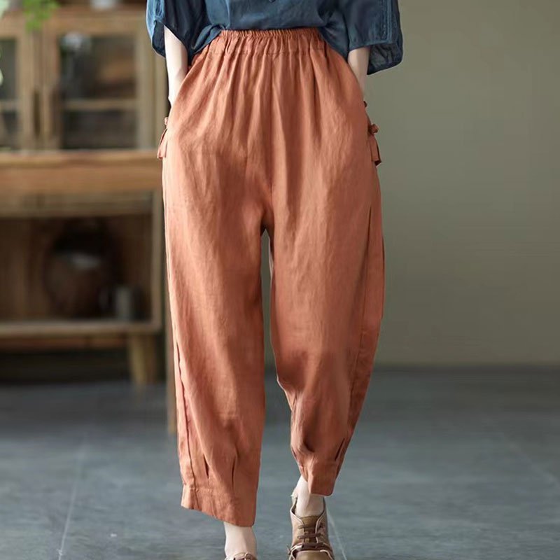 레트로 허리밴딩 캐주얼 팬츠