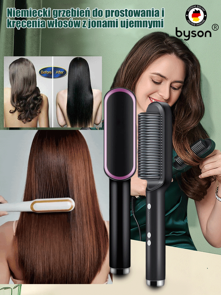 Niemiecki grzebień do prostowania i kręcenia włosów z jonami ujemnymi