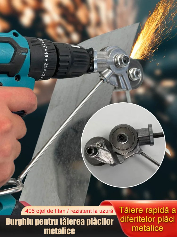 Tăietor pentru plăci metalice cu burghiu electric