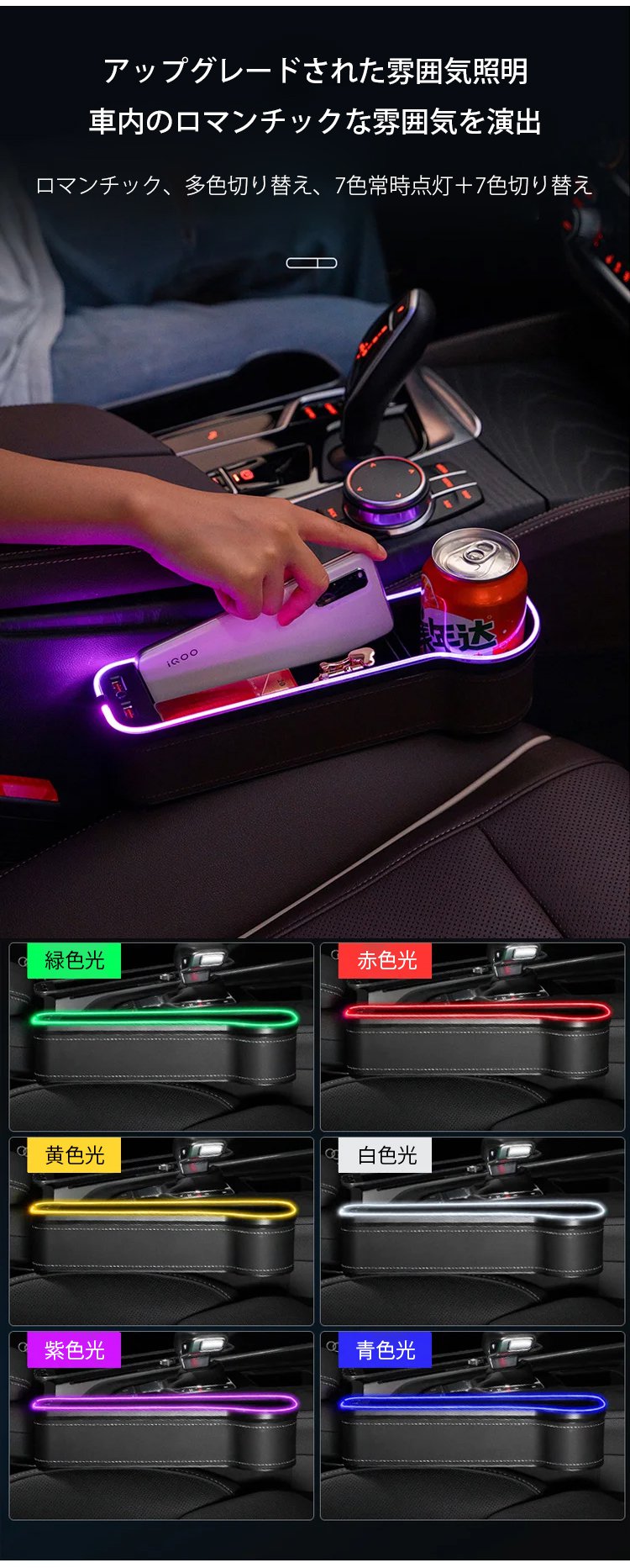 コンパクトな車載用収納ケースの使用例