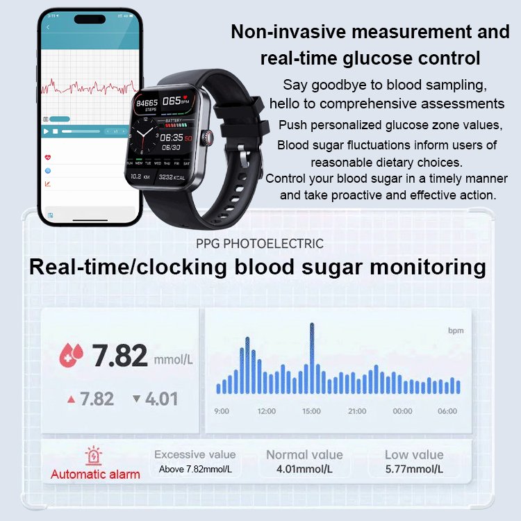 Smart Painless Blood Glucose Measurement Watch