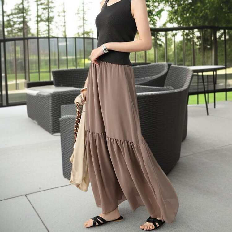 봄여름 하이웨스트 스커트 캐주얼 케이크 스커트 드롭감 큰 A라인 스커트