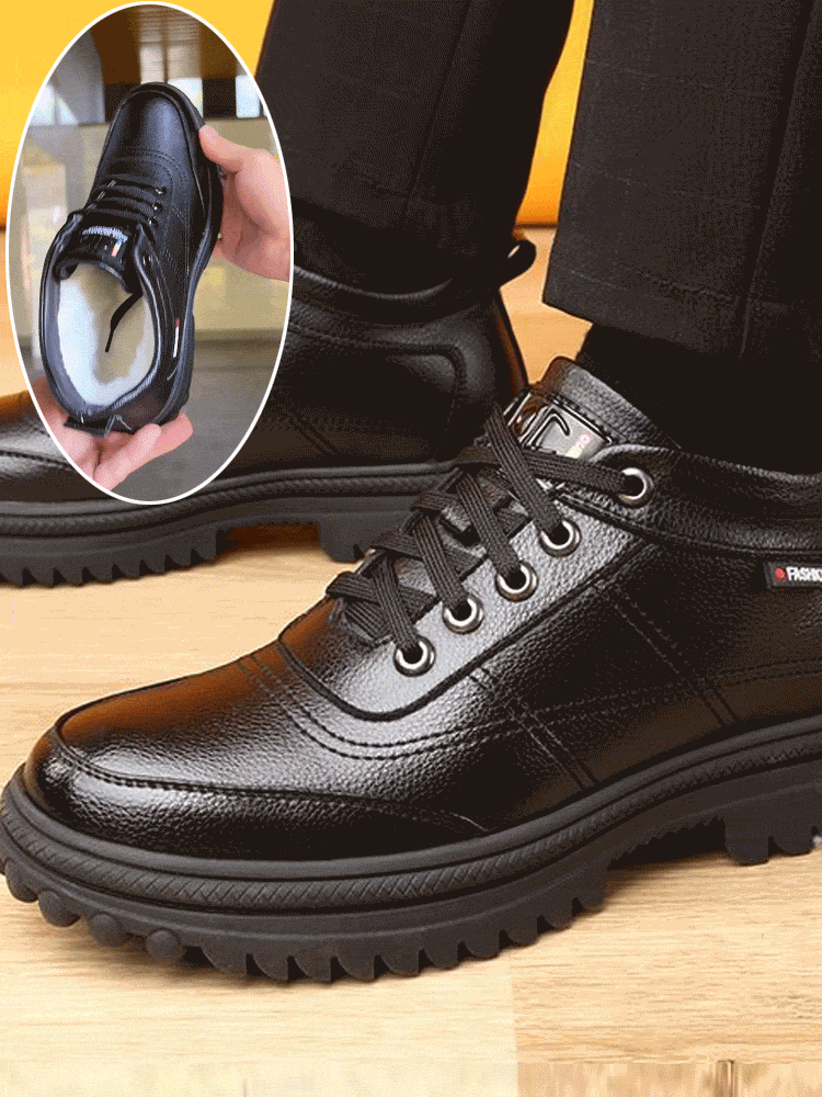Warm thickened men's leather shoes