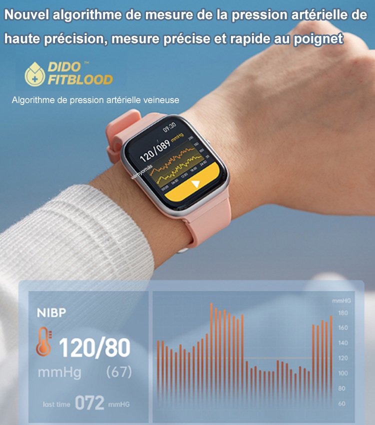 Montre intelligente de glycémie à pression artérielle non invasive