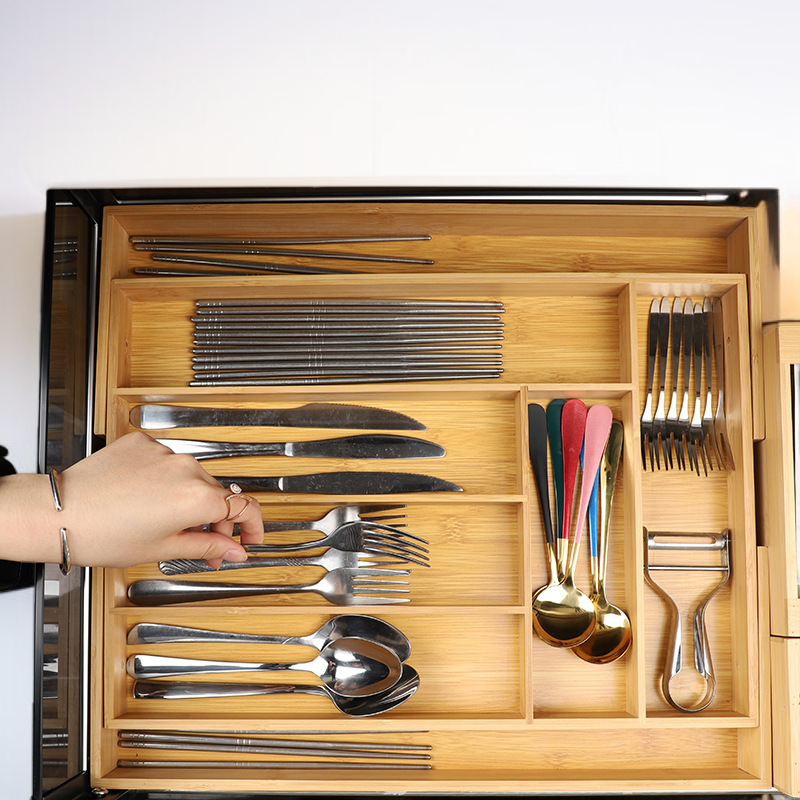 竹素材の頑丈な収納オーガナイザー