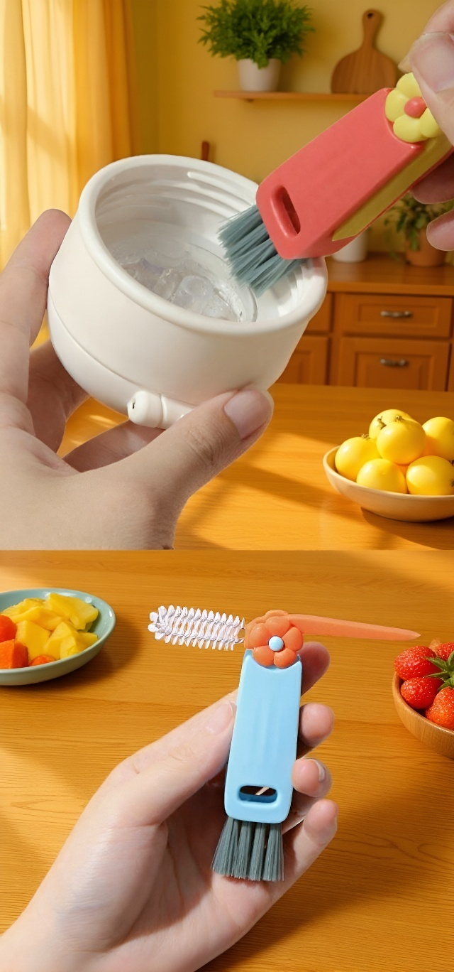 Multifunkční kartáč na šálky s květinovým designem