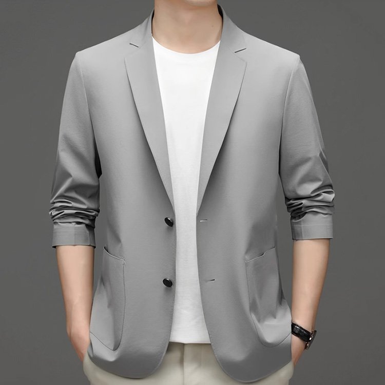 メンズ耐シワ性極薄アイスシルクスーツジャケット