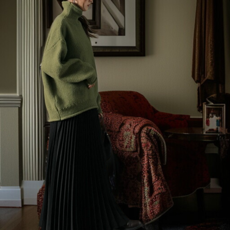 롤업 디테일 여성 니트 풀오버