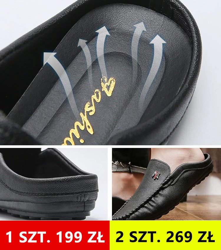 JS--Pół pantofel z oddychającej skóry bez obcasa