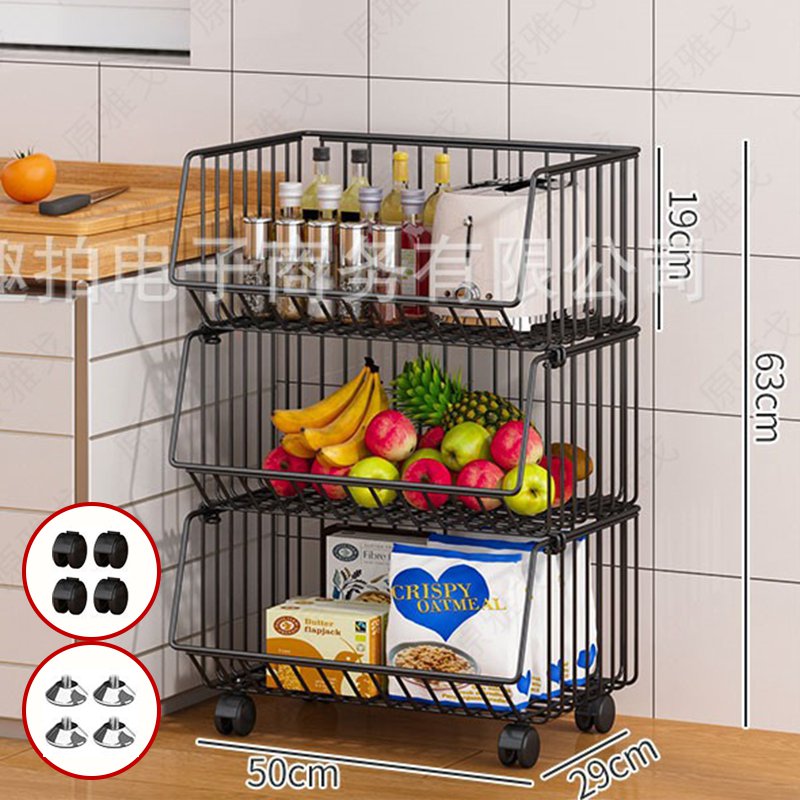 ブラック（３段・50cm）キャスター付き