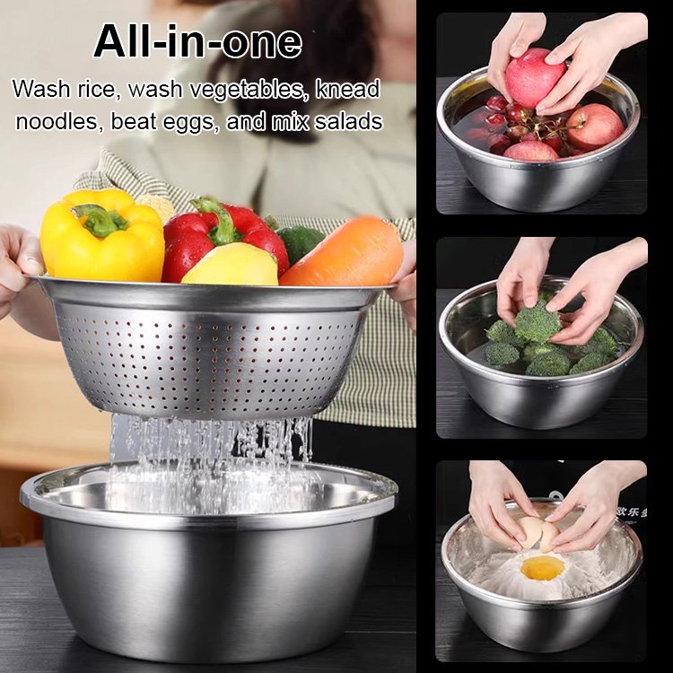 304 Stainless Steel Shaving Basin 3 Piece Set