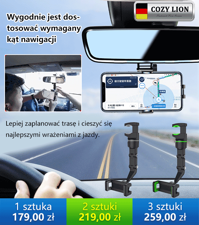UCHWYT SAMOCHODOWY NA TELEFON WSTECZNE LUSTERKO