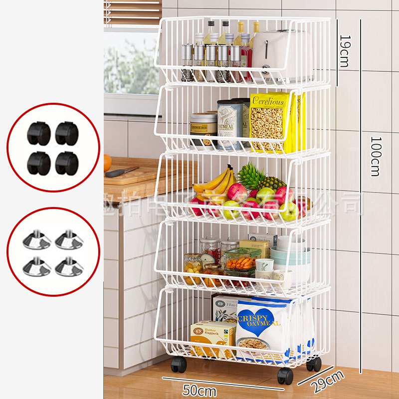 ホワイト（5段・50cm）キャスター付き