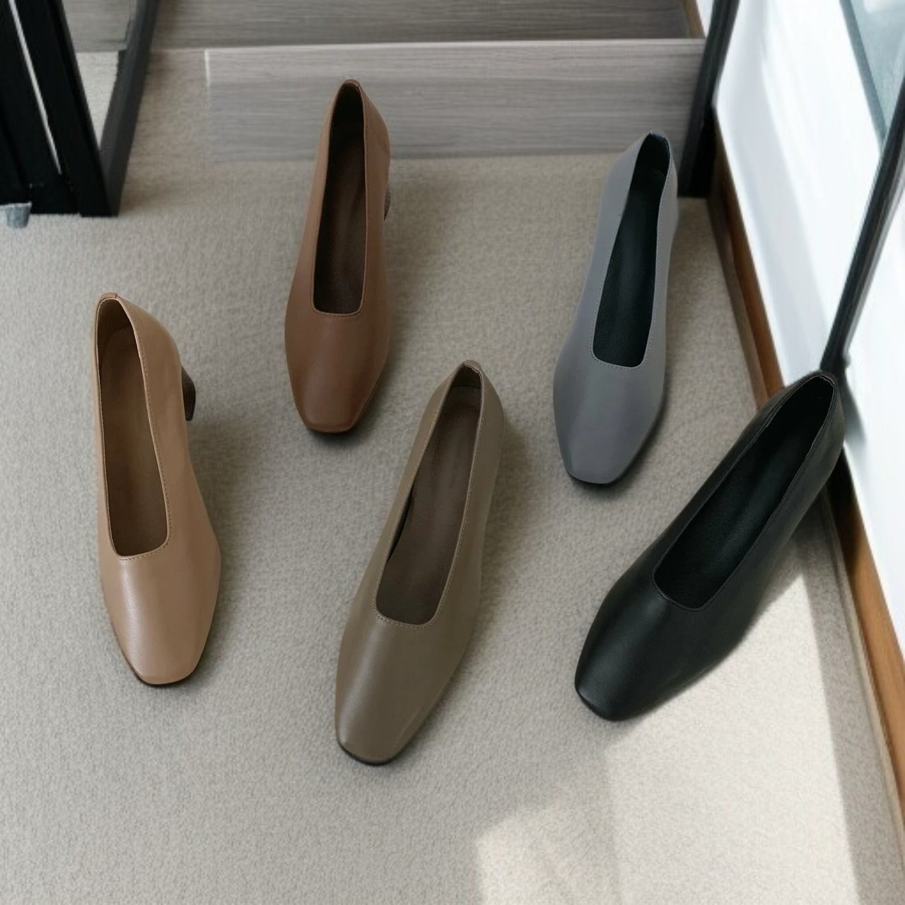 단화녀 춘추 소프트 가죽 스퀘어 슈즈 전체 이미지