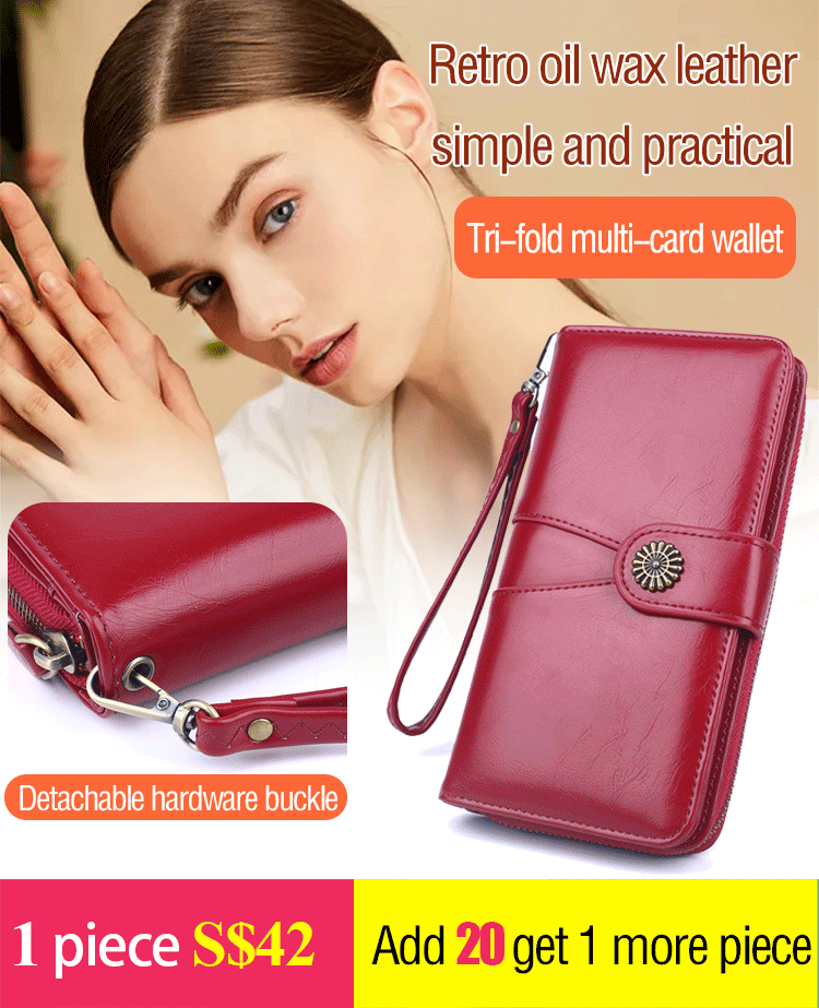 Oil Wax Leather Sunflower Prosperous Gathering Wallet