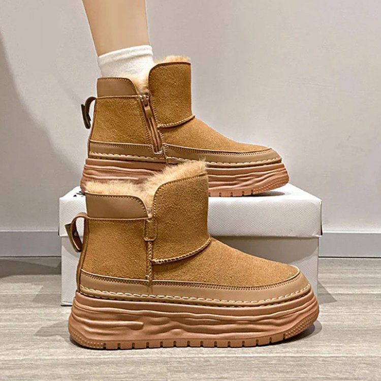 여성 모피 일체형 스키부츠