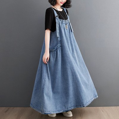春夏用着痩せ効果のあるデニムワンピース