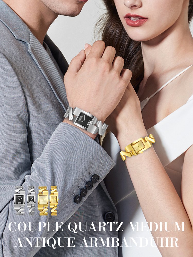 Quadratische Quarz Armbanduhr mit antiken Armbändern