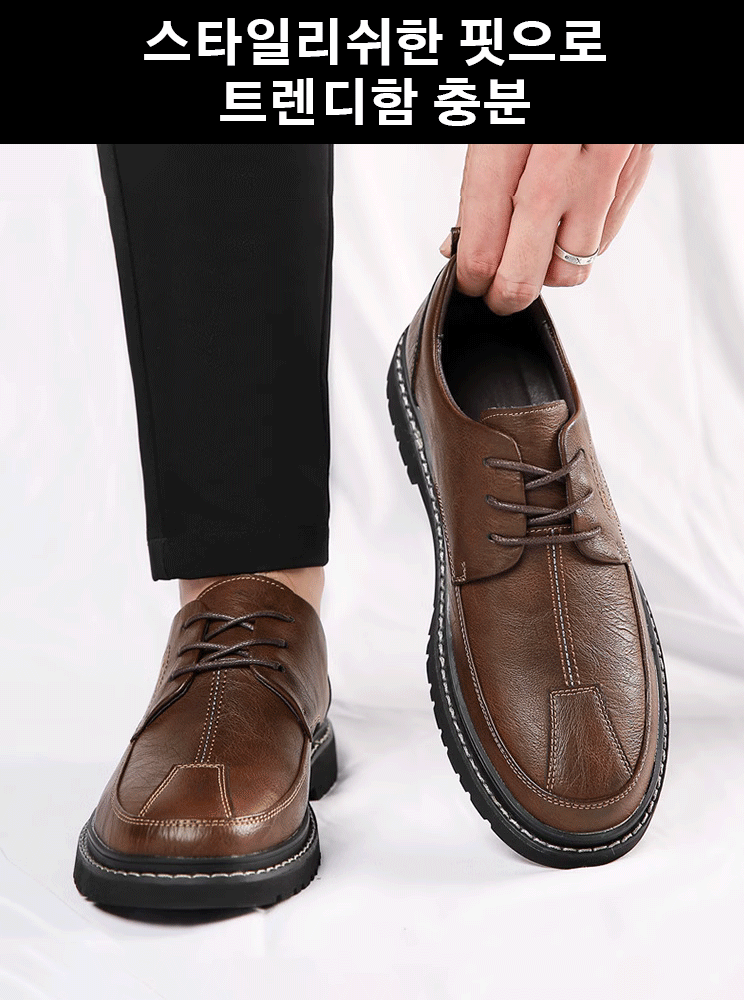 남성 수제 봉제 스트랩 캐주얼 구두