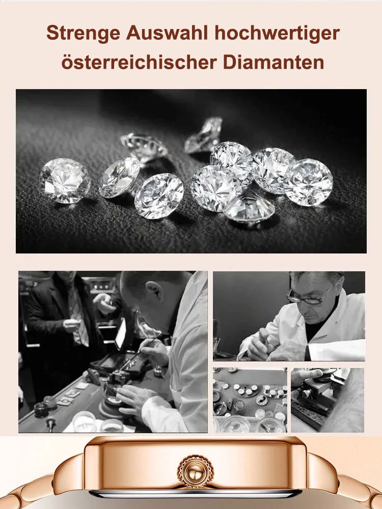 Schweizer leicht luxuriöse quadratische Intarsienuhr mit unabhängigem Sekundenzeiger