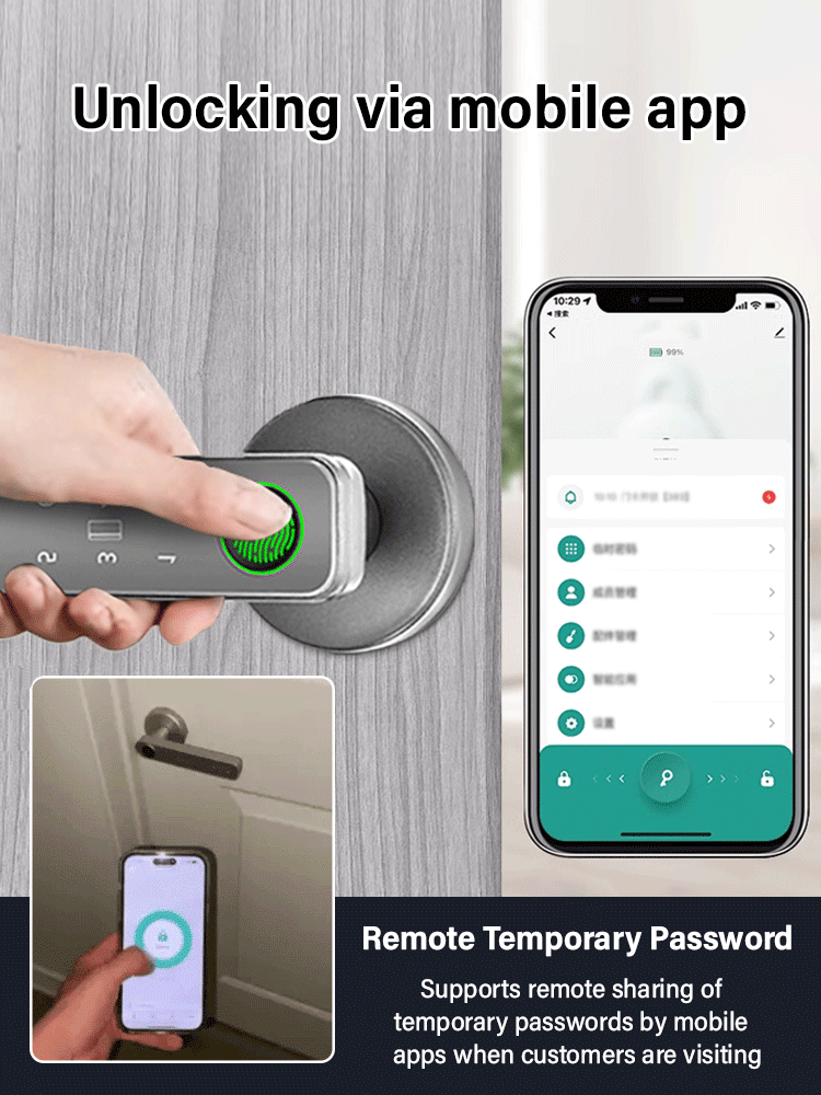 Home Interior Wooden Door Bluetooth Smart Lock Door