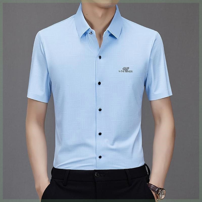 남성 아이스실크 다크 무늬 반팔 셔츠