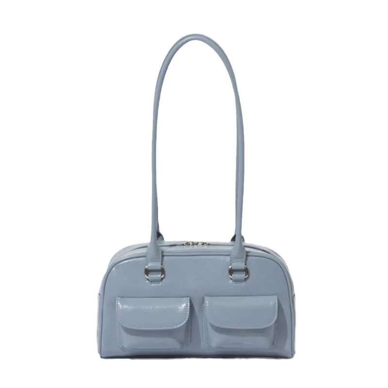 여성용 숄더 볼링 바게트백