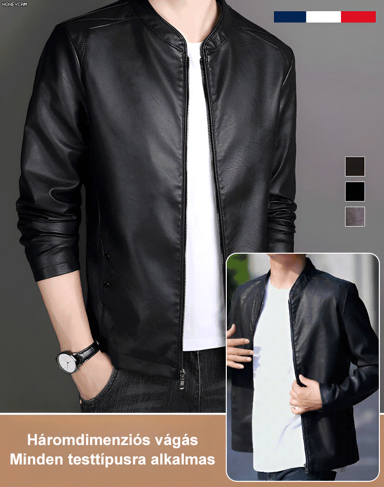 Férfi bőr biker dzseki