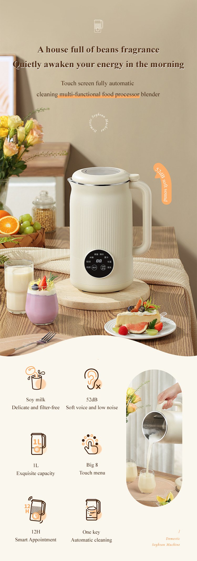 Self-cleaning blender in action with water inside