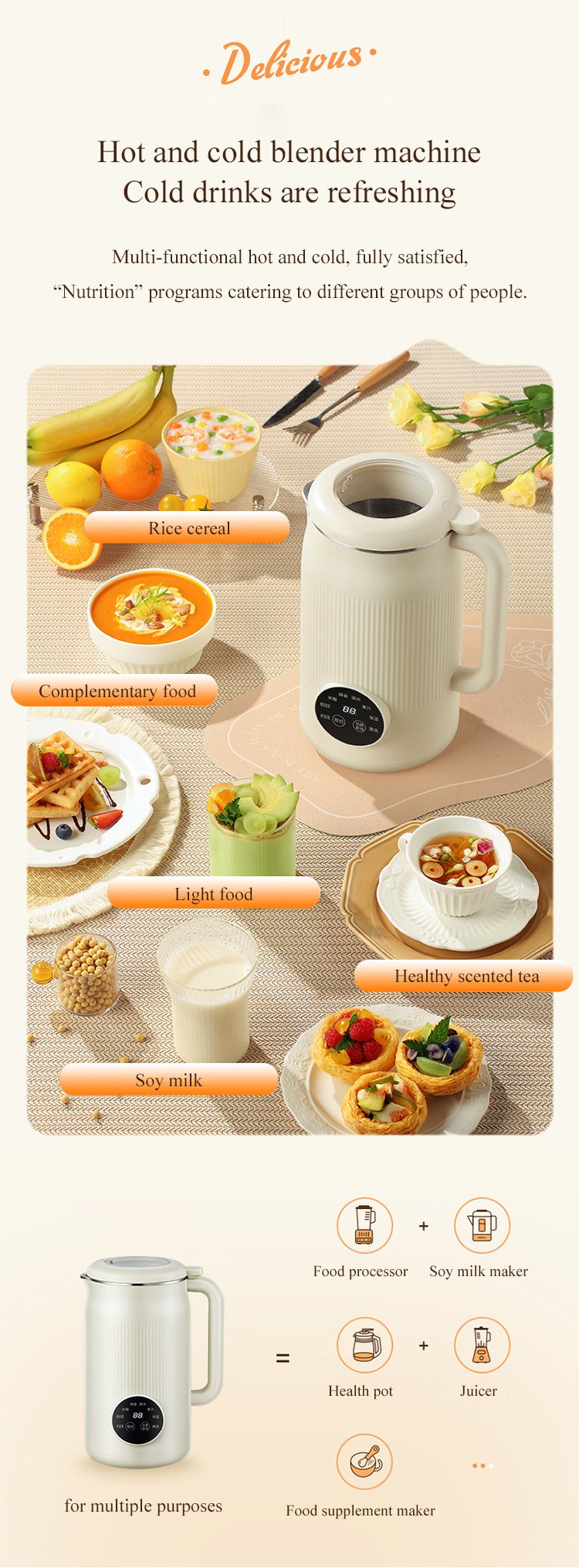 All-in-one blender for smoothies, soups, and juices