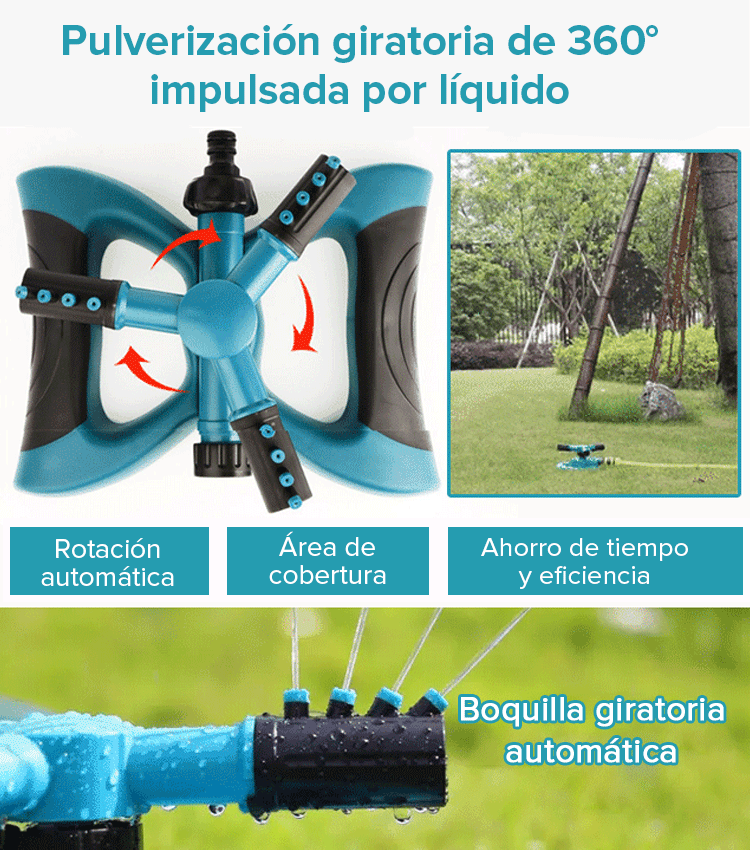 Rociador de jardín automático de 360° de rotación