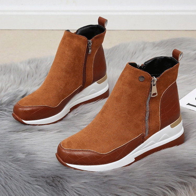  スエードウェッジヒールブーツ