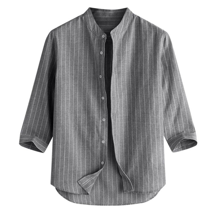 스트라이프 7부 린넨 셔츠