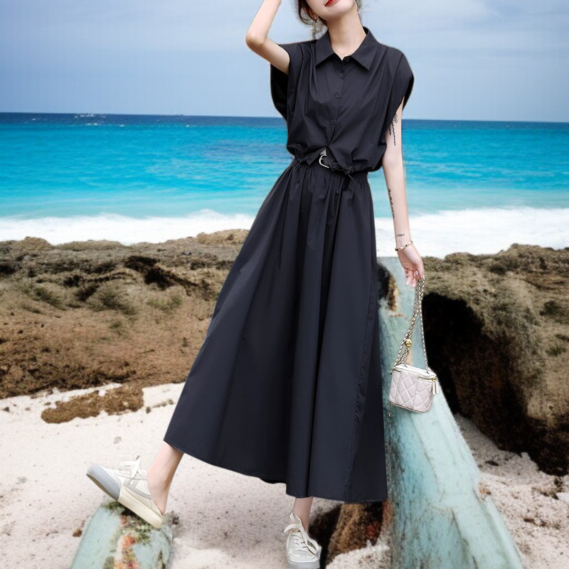 슬림해 보이는 미디 스커트 착용 이미지