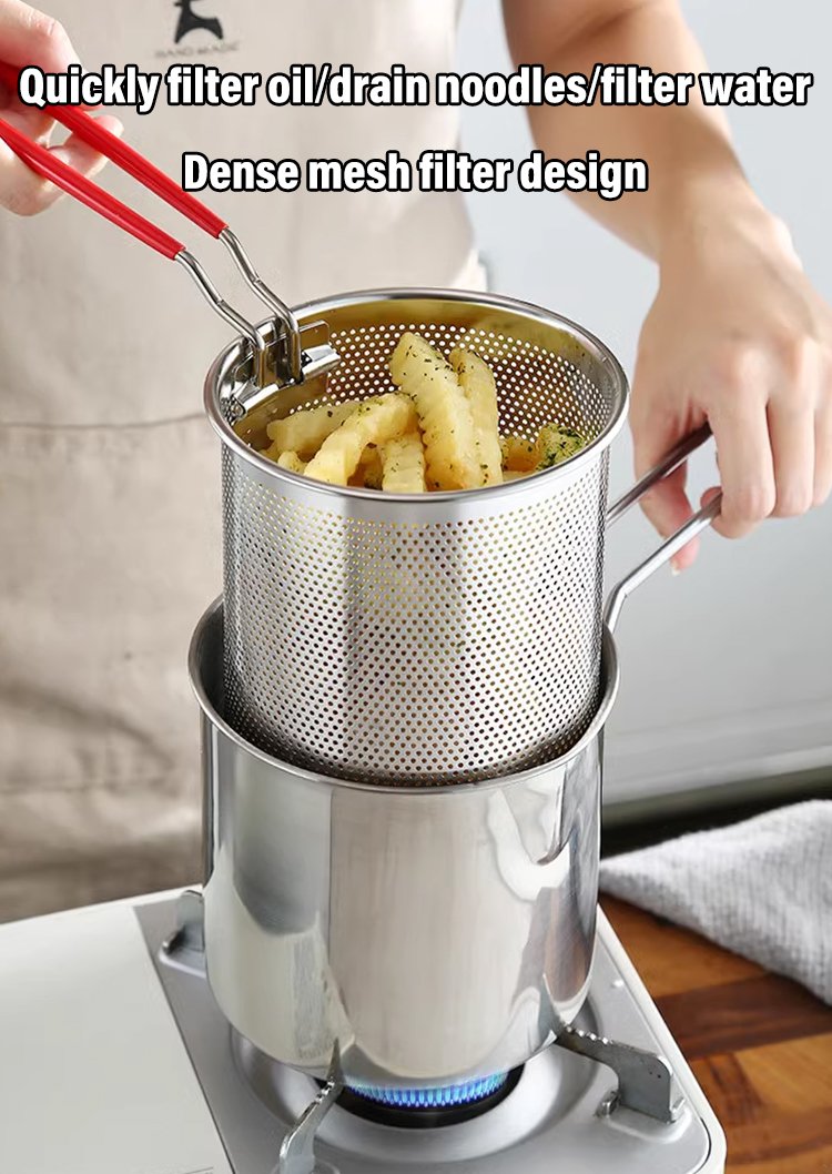 Oil-saving and splash-proof small fryer with filter [First 100 orderers get free stainless steel cli
