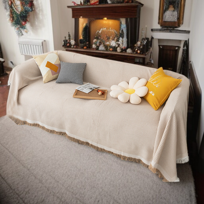 フルカバー綿糸ソファカバーでソファ全体を保護