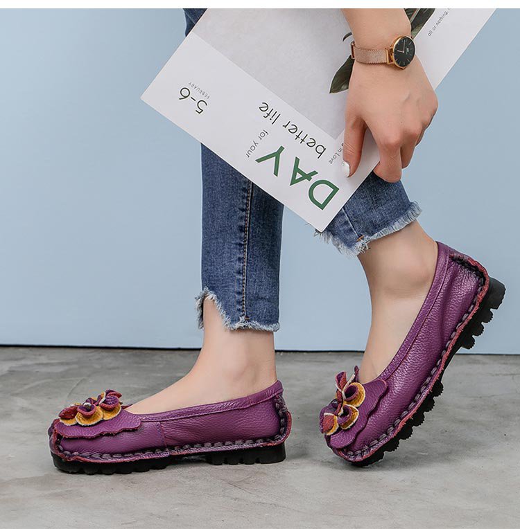 【花飾りパンプス】柔らか・防滑・耐磨耗・疲れにくい・丁寧な縫製