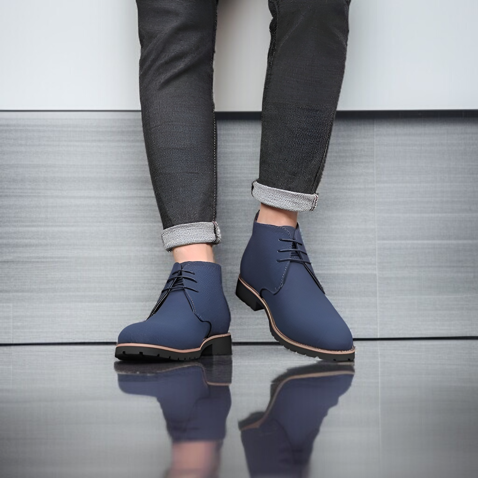  秋季メンズ尖頭カジュアルレザーシューズ 紳士ブーツ 前紐ローヒール大きいサイズマーチンブーツ スエードメンズシューズ