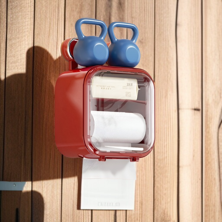 화장실 벽에 부착된 티슈수납케이스 인테리어 예시