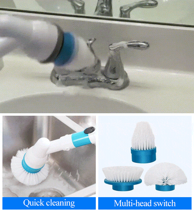 Multiple brush heads electric cleaning brush