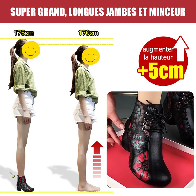 Bottes courtes style ethnique bottes Martin talon épais bout rond talon moyen chaussures maman