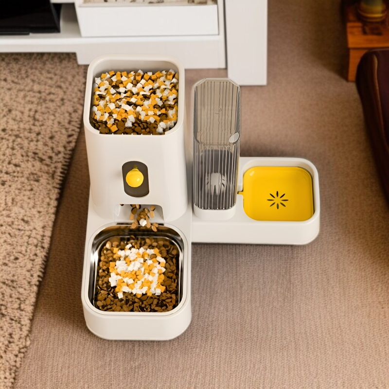 ペット用自動給餌器 ウェット ドライ分離大容量キャットボウルステンレススチール ドッグボウル自動給水器