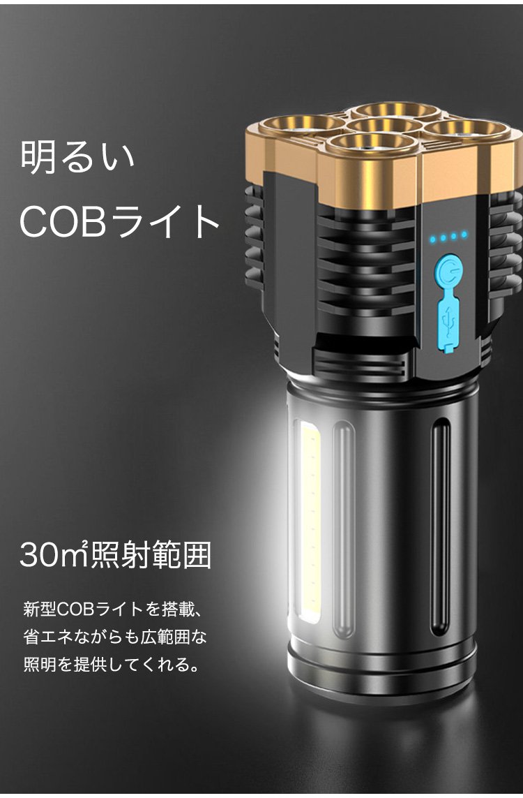 夜間の照明に便利な懐中電灯