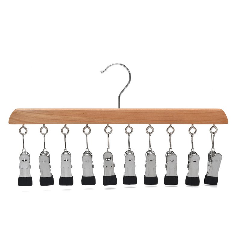 實木一字型附夾衣架